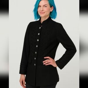 Womens ONLY Small Wool Blend Military Punk Gothic Jacket Coat New